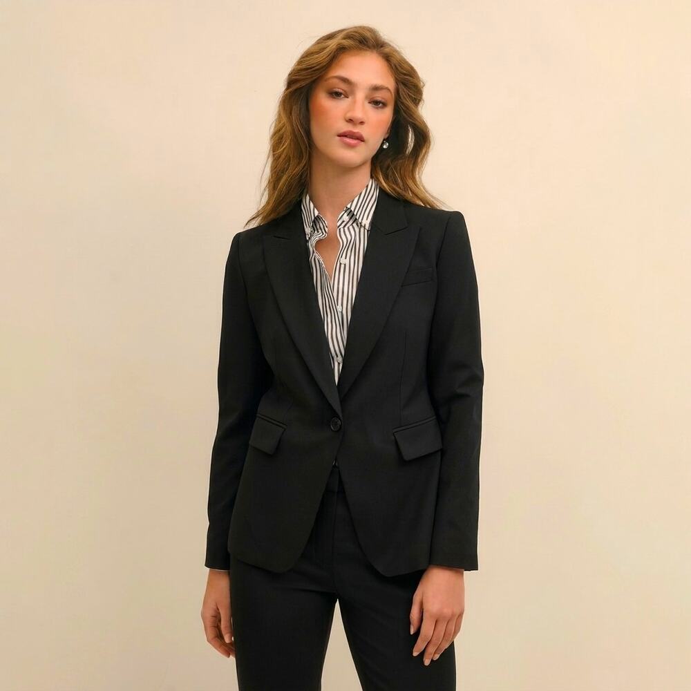 Brooks Brothers Blazer Suit Jacket 346 Wool Stretch Single Breasted Black Size 2